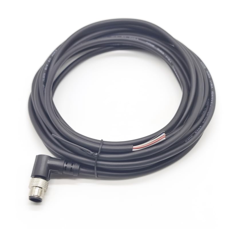 M12 5Pin Male Connector Cable, A Code Right Angle Molding Aviation Sensor Electrical PVC Cable 5Meter