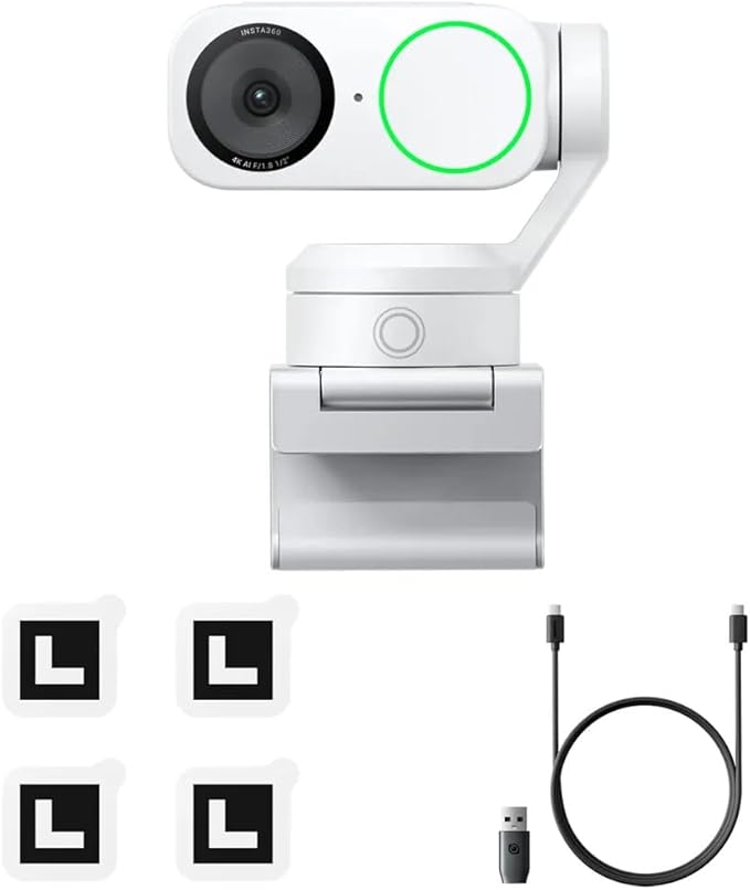 Insta360 Link 2(White)- PTZ 4K Webcam for PC/Mac 1/2 Sensor AI Tracking HDR AI Noise-Canceling Mic Gesture Control for Streaming Video Calls Gaming Works with Zoom Teams Twitch & More