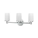 Gatco 1686 Latitude II 3-Light Bathroom Vanity Light Fixture, Wall Mounted, 19.65-Inch W x 9.5-Inch H, Chrome, Frosted Glass Shades, Triple Sconce
