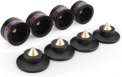 Tertullus 4 Pcs Aluminum Speaker Spike+Isolation Feet for Turntable Amplifier Subwoofer Black