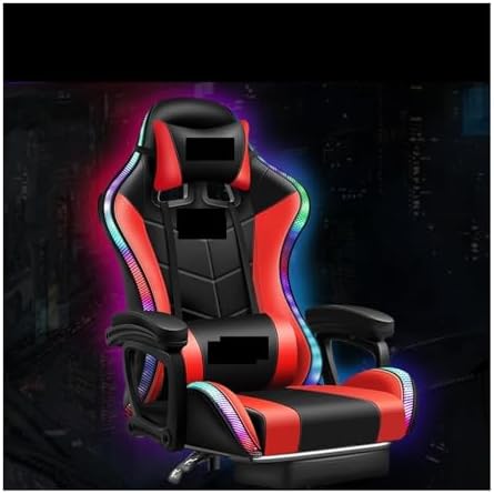 Computer Chair Gaming ChairComputer ChairLeather Office Chair Light Gamer Chair Swivel Gaming Chair Chair (RGB Red One Size)
