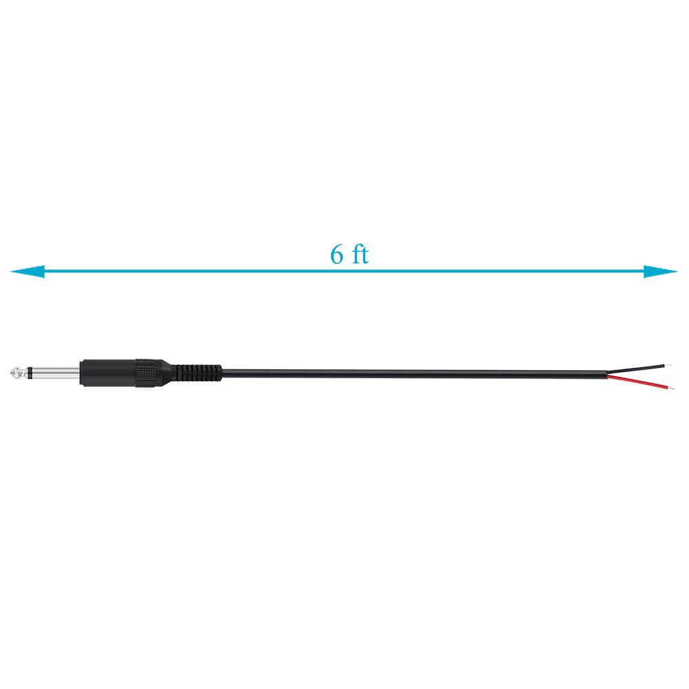 Fancasee 6 ft Replacement 6.35mm Male Plug to Bare Wire Open End TS 2 Pole Mono Audio Cable for Speaker Repair