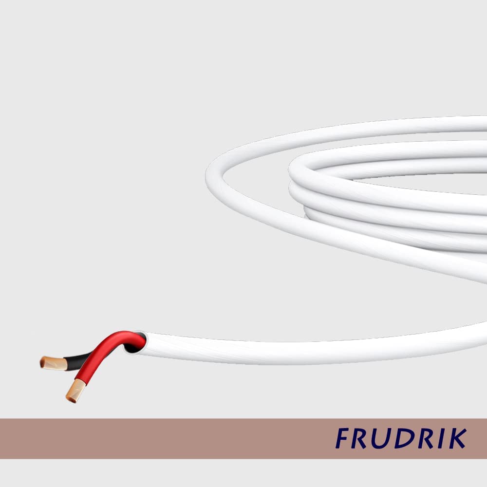 Speaker Wire - 99.9% Oxygen Free Copper – ETL Listed & CL3 Indoor Speaker Cable (16/2White, 200FT)