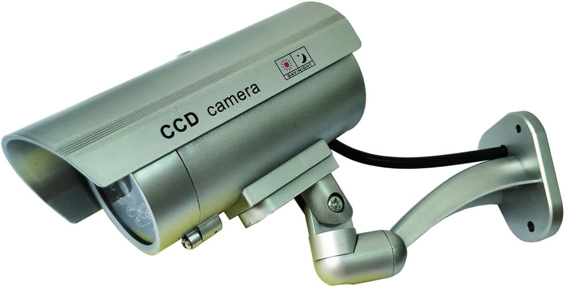 Dummy Security Camera Bullet Fake Indoor Outdoor CCTV Surveillance System with Realistic LEDs and Warning Stickers