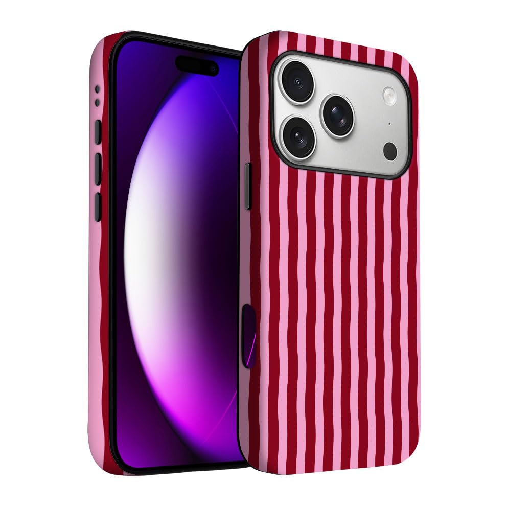 Yuzbira For Iphone 17 Pro Case | Red Stripes | Slim Drop Protection Design