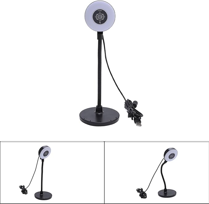 Webcam with Light 5MP Auto Focus USB Webcam for PC with Microphone 3 Adjustable Color Modes Aluminum Alloy Bendable Rod for Live Streaming Online Classes