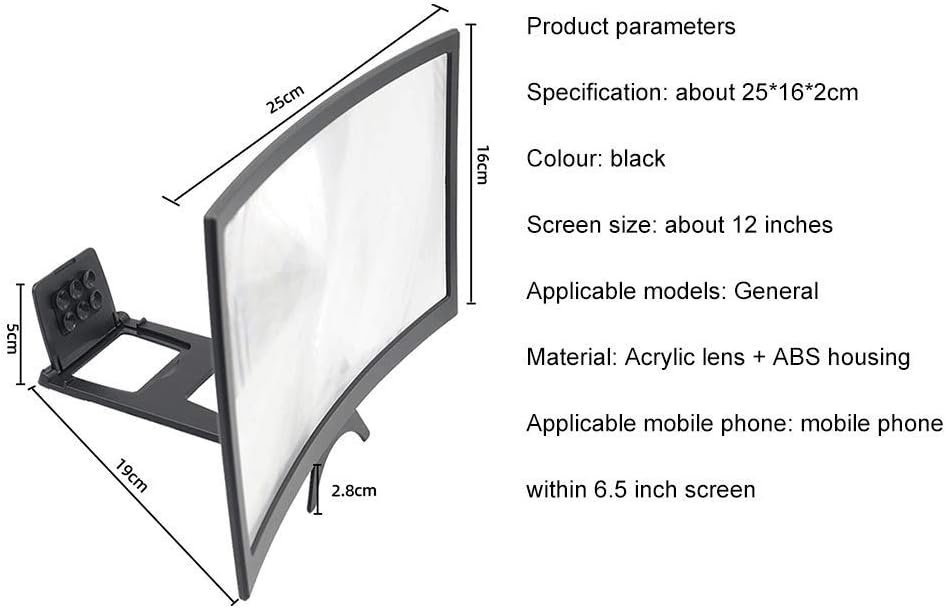 12 Inch 3D Curved HD Phone Screen Amplifier, Foldable Phone Holder for All Smartphones