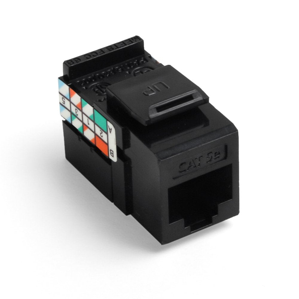 Leviton GigaMax 5E QuickPort Connector, Black, Cat 5E, 1 Pack, 5G108-RE5
