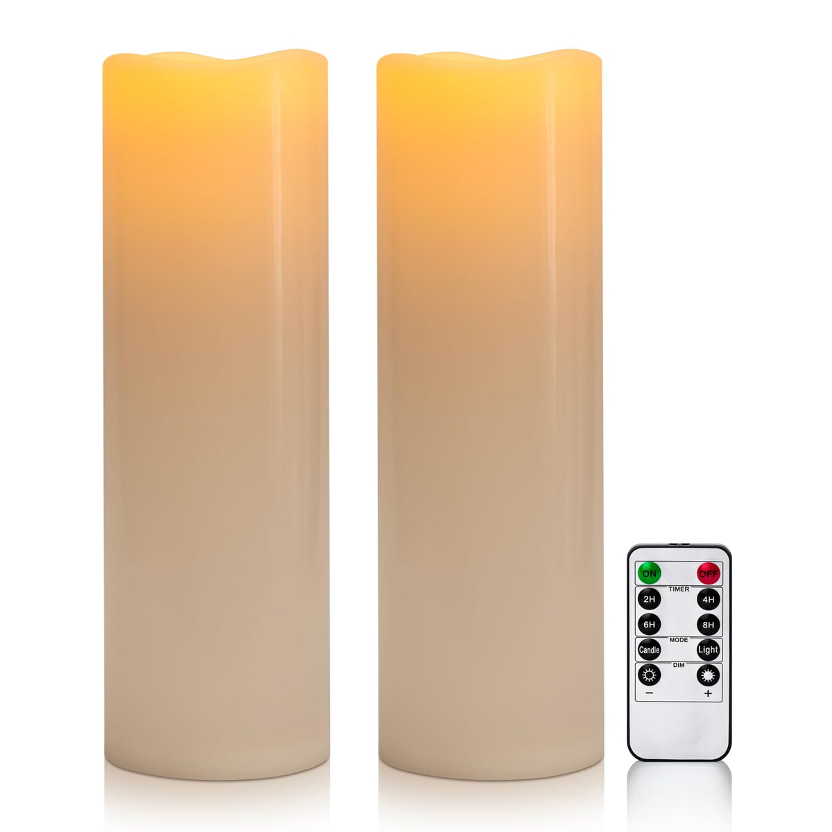 Yongmao 4 X 14 Large Waterproof Outdoor Flameless Candles Battery Operated Led Flickering Pillar Candles With Remote And Timer F