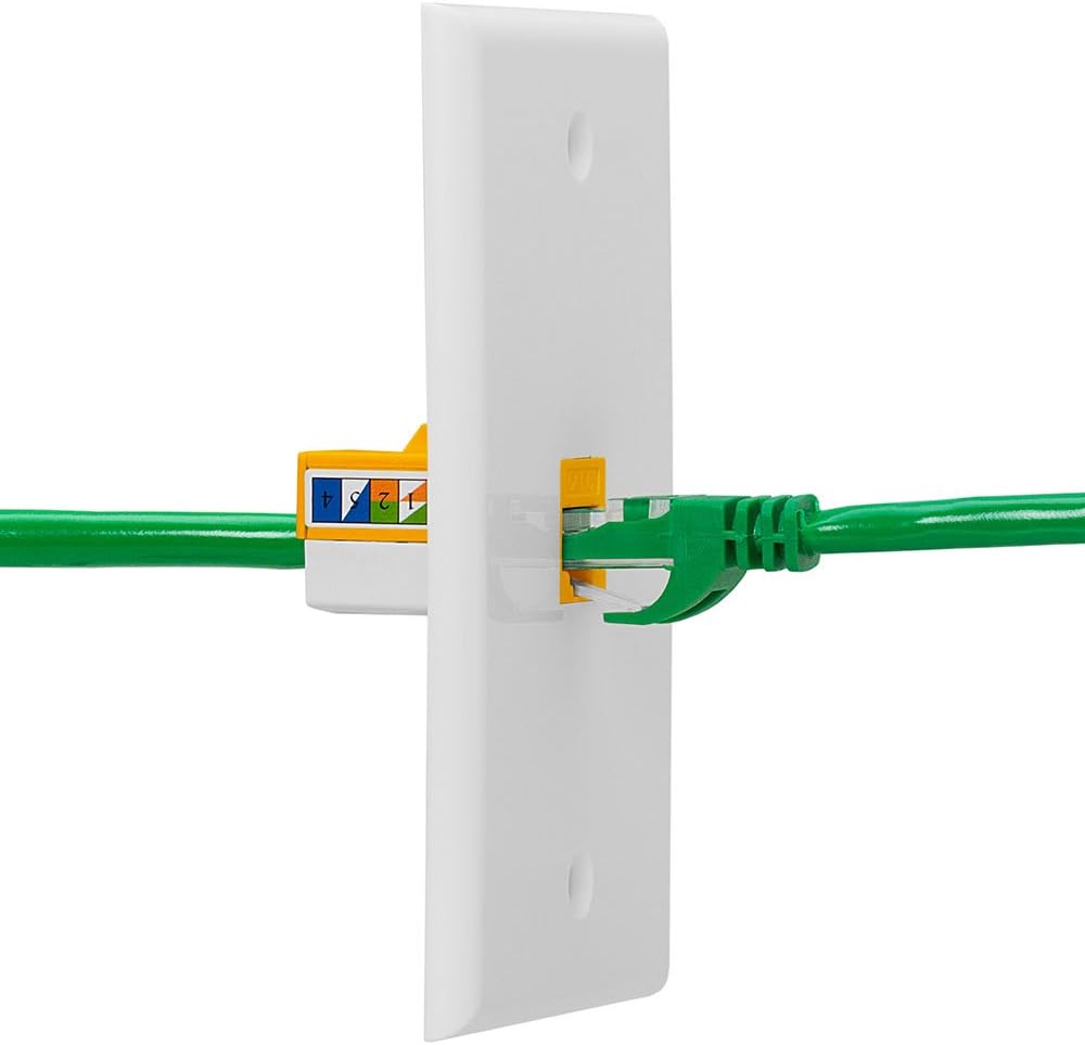 Cmple - RJ45 Keystone Jack 90 Degree Cat6 Keystone Jack Insert Punch Down RJ45 Connectors Female for Wall Plates, Patch Panels, Patch Cables, Ethernet Cables - Yellow