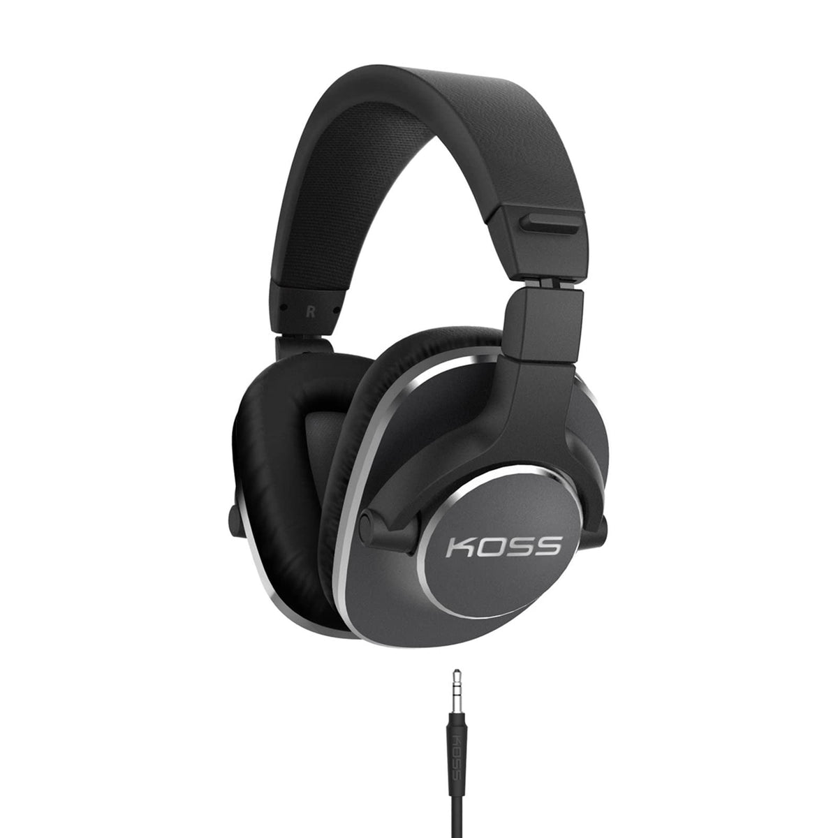 Koss Pro4S Full Size Over-Ear Studio Headphones, Detachable Cord with Dual Choice Entry, Black with Silver Trim