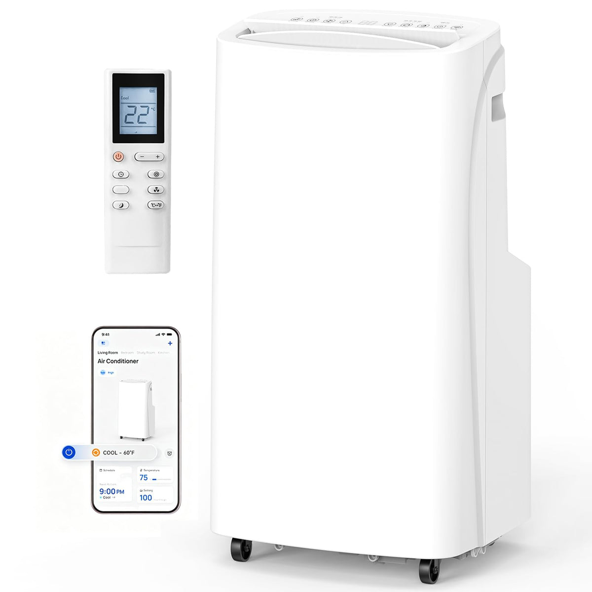 14,000 Btu Portable Air Conditioner & Heater Combo, 4-In-1 Ac Unit Cools/Heats/Dehumidifies/Fan, Wi-Fi Smart For Room Up To 700