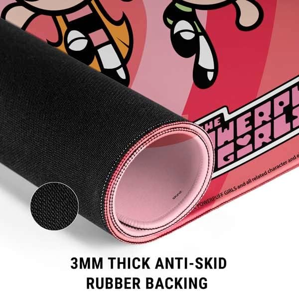 Skinit Medium Gaming Mouse Pad - Officially Licensed Powerpuff Girls Hearts Design with Stitched Edges Waterproof Non-Slip Rubber Base Desk Mat for Keyboard & Mouse 17.7 x 15.75 inches