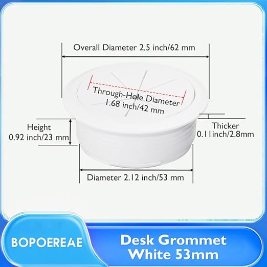 BOPOREAE 4 Pcs Desk Grommet 2-1/16" (53mm), Desk Hole Cover for Cables