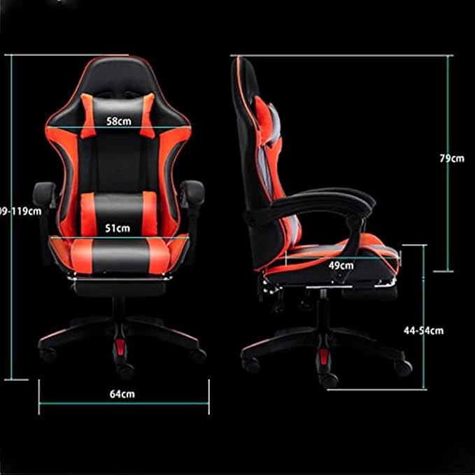 Gaming chair Pro Gaming Chair with Arms and Wheels Ergonomic and Massage Computer Chair Home Adjustable Leisure Chair with FootrestExecutive Chair with Strong Load-bearing Capacity and Mobility M