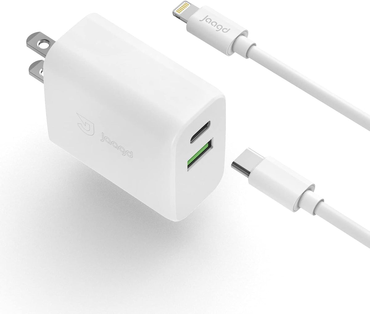 20W Charger Set for iPhone and iPad, USB C and USB Dual Wall Charger with Type-C Lightning Cable Compatible with iPhone