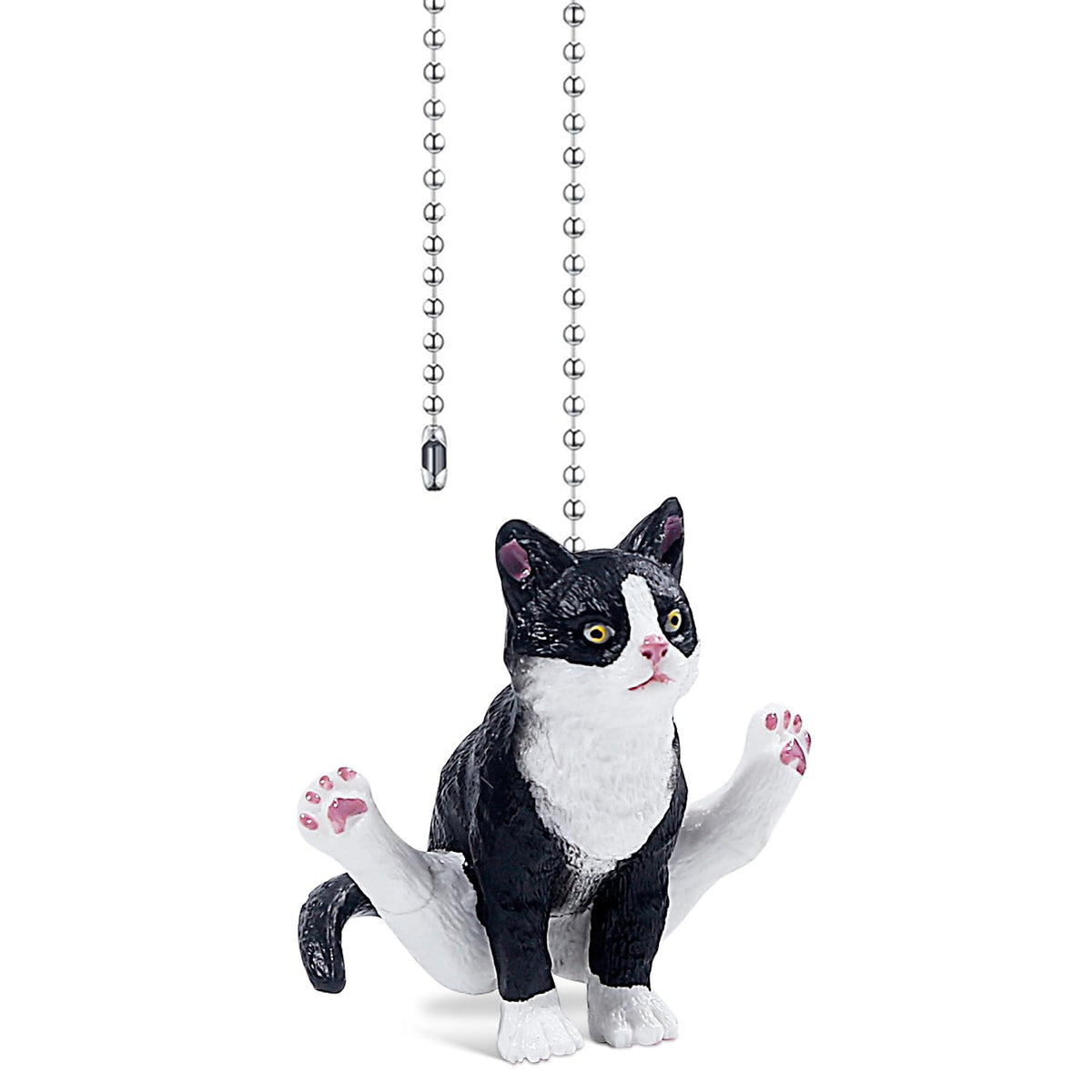 Dotlite Cat Ceiling Fan Pull Chain,Cute Realistic Gym Cat Fan String Pulls Charm Extension Decorative,12in 3mm Diameter Beaded F