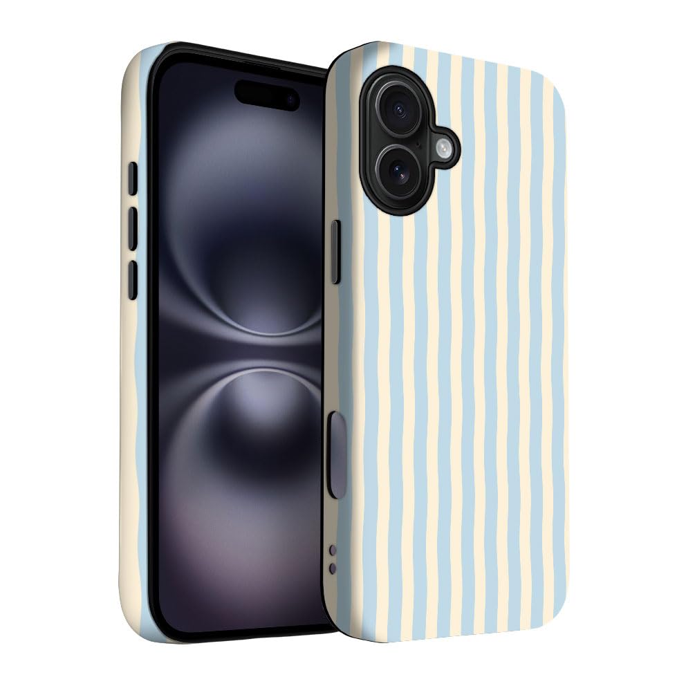 Yuzbira For Iphone 16 Case | Blue Stripes | Slim Drop Protection Design