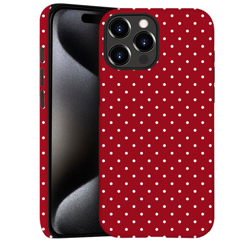 Case For Iphone 16 Pro - Slim Fit Anti-Scratch Phone Case For Girl Women - Cherry Red Polka Dot (Frosted)
