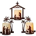 Holiday Nativity Candleholders Christmas Season - A Set Of 3 Flameless Christmas Nativity Scene Candles, Holiday Home Decor Accents