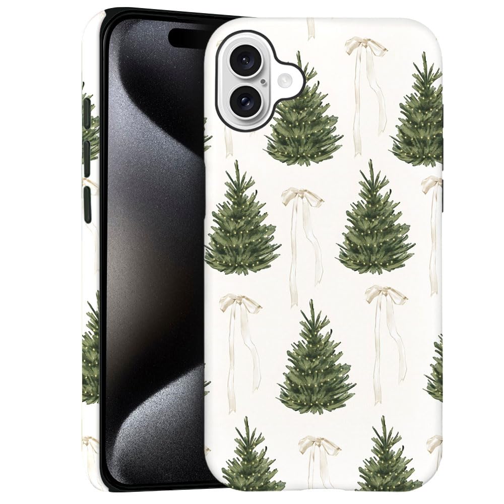 Case For Iphone 16 - Slim Fit Anti-Scratch Phone Case For Girl Women - Christmas Tree Green Pattern (Frosted)