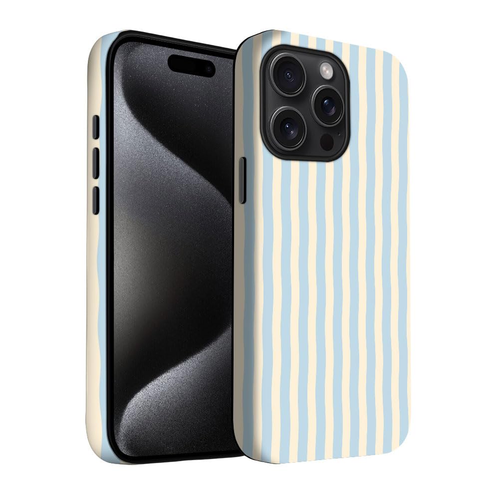 Yuzbira For Iphone 15 Pro Case | Blue Stripes | Slim Drop Protection Design