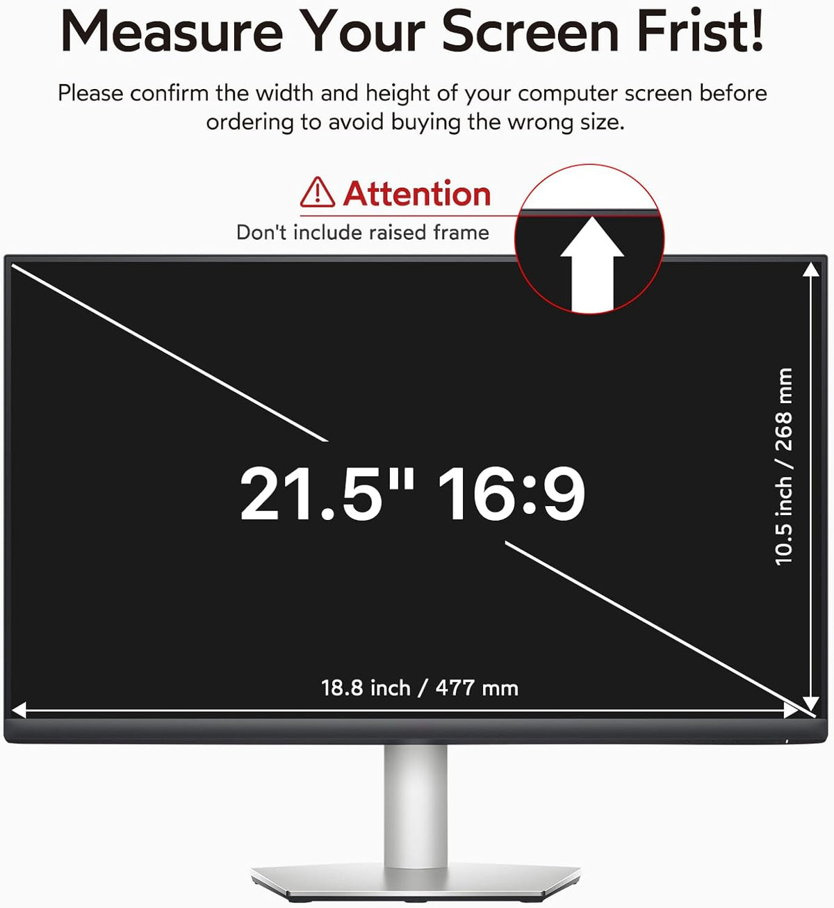 bersem 2 Pack 21.5 Inch Monitor Computer Privacy Screen Filter for 16:9 Ratio,Removable Monitor Anti-Glare & Privacy Filters for 21.5 Inch, Anti Blue Light, Anti-Spy, Anti-Scratch, UV-Blocking