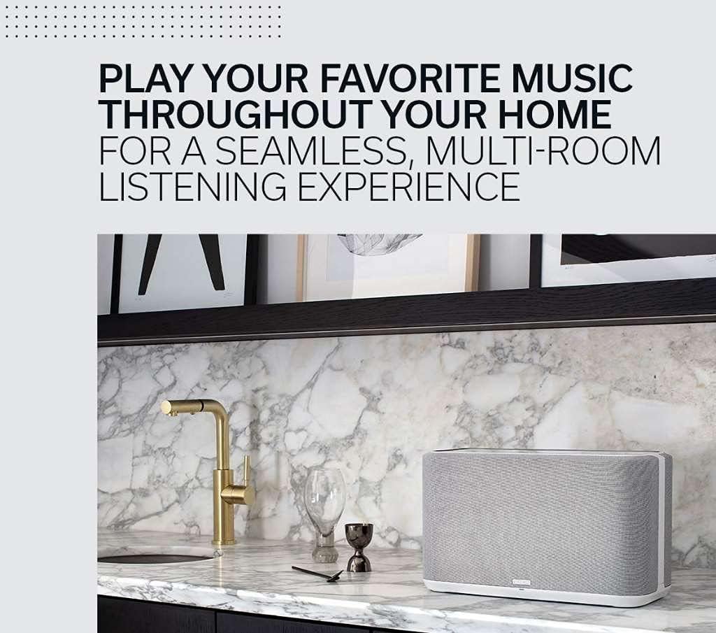 Denon Home 350 Wireless Smart Speaker – Powerful Stereo Sound, Wi-Fi & Bluetooth, HEOS Built-in, Alexa Built-in, Siri & AirPlay 2, Spotify Connect, Multi-Room Support, White