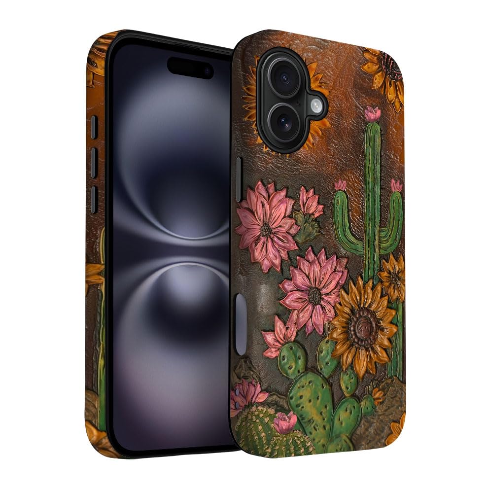 Yuzbira For Iphone 16 Plus Case | Cactus Sunflower | Slim Drop Protection Design