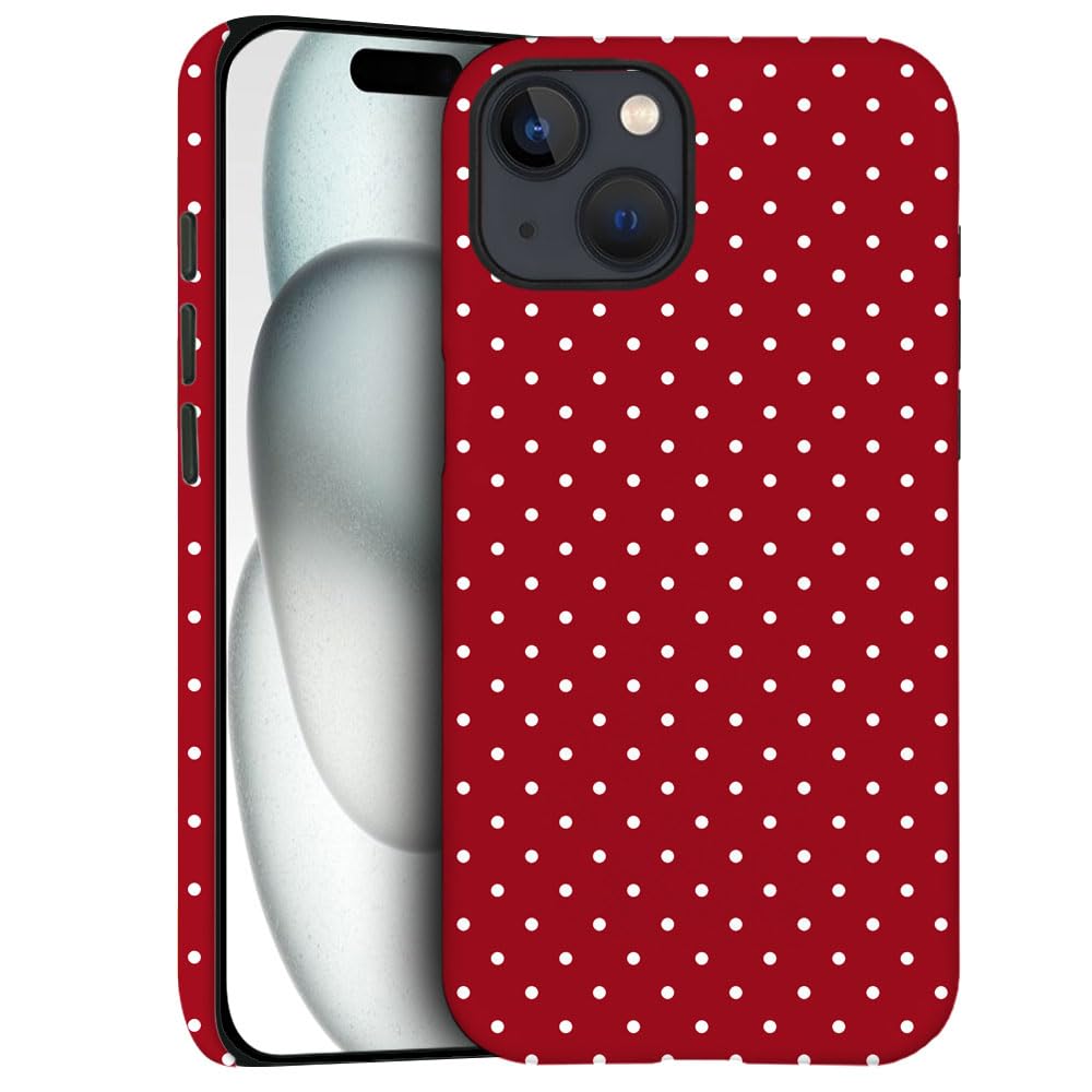 Case For Iphone 15 - Slim Fit Anti-Scratch Phone Case For Girl Women - Cherry Red Polka Dot (Frosted)