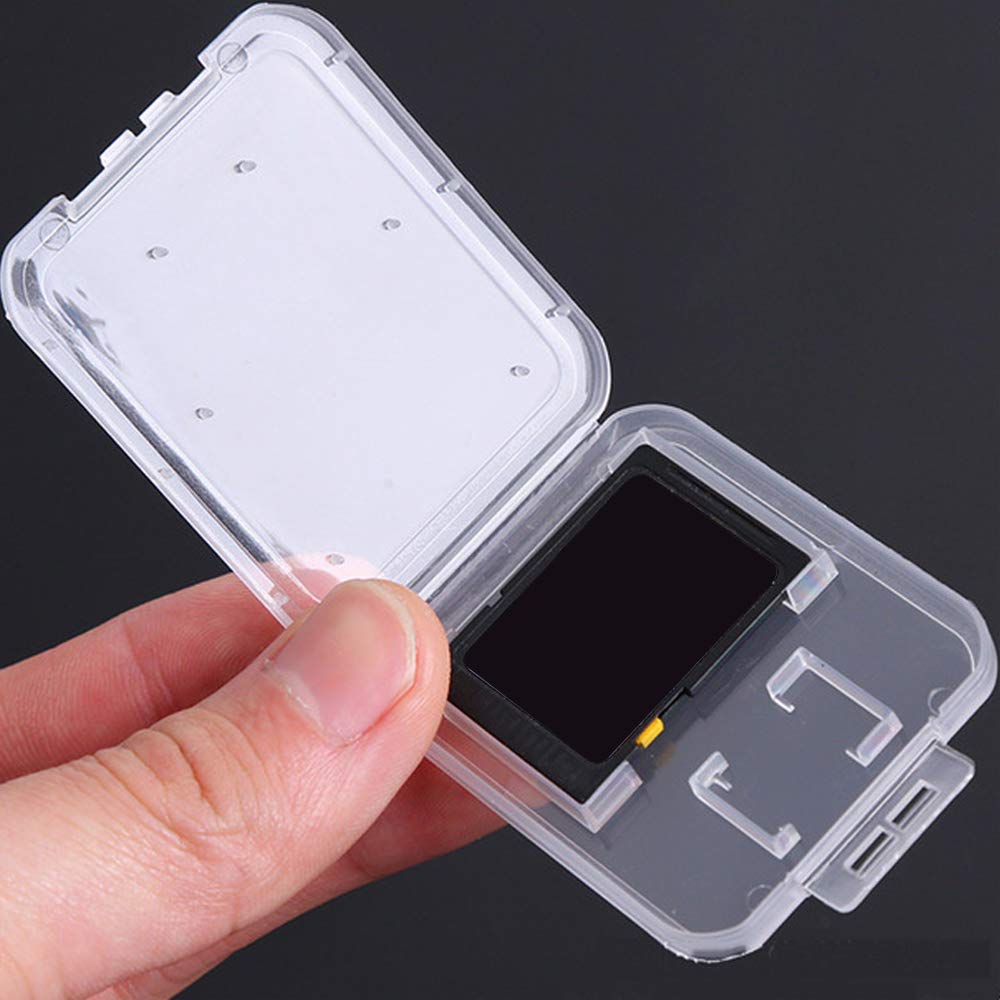 Clear Plastic Memory Card Case Compatible with SD SDHC SDXC Micro SD T-Flash Card (10 PCS)