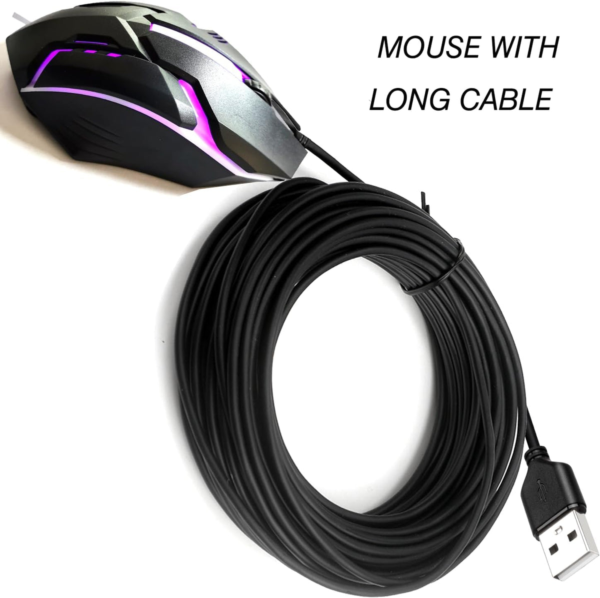 Long USB A Mouse 20FT, High Performance Wired Mouse for Windows PC Desktop, Laptop, Notebook, Mac, for Righty or Lefty