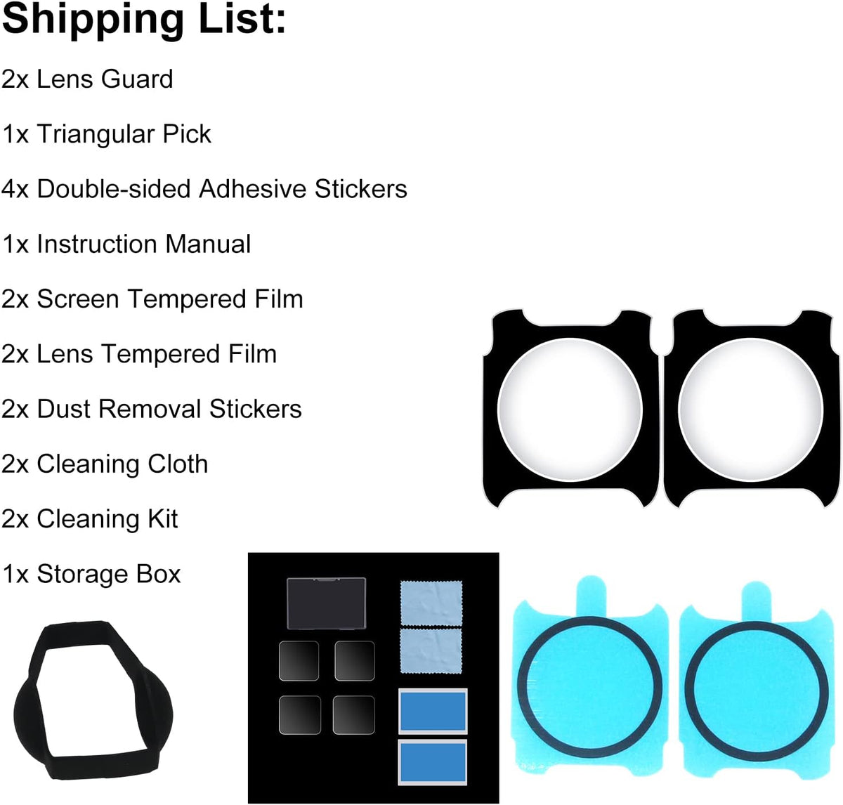 Sticky Lens Guards + Screen Protector for Insta360 ONE RS/ONE R, Twin Screen Protector Tempered Glass Film