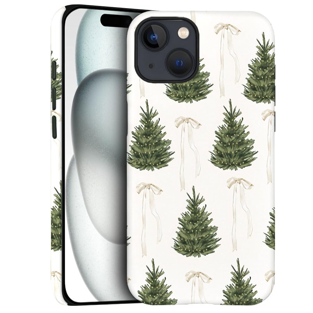 Case For Iphone 14 - Slim Fit Anti-Scratch Phone Case For Girl Women - Christmas Tree Green Pattern (Frosted)