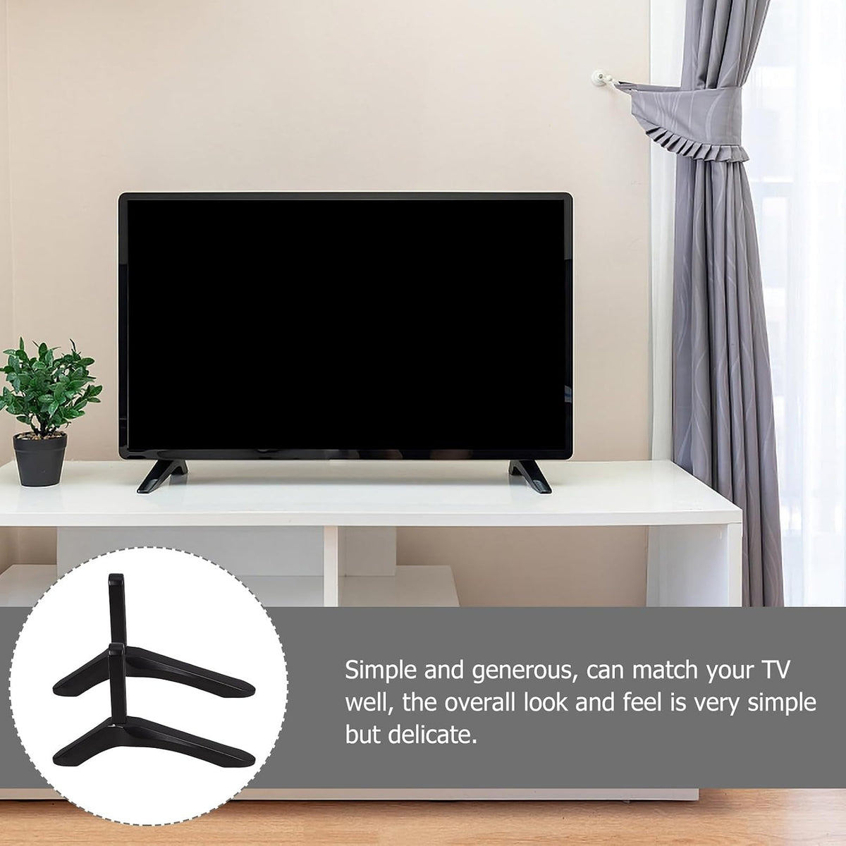 HOMSFOU Universal TV Stand Bracket with Screws, Tabletop TV Riser Base Support for Flat Screen Televisions, Sturdy