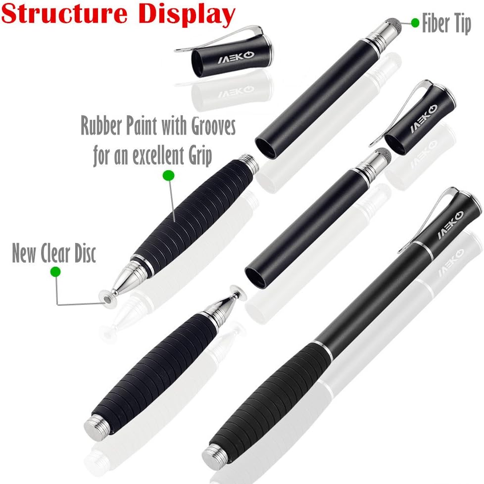 MEKO 2nd Generation Disc Stylus Pen Bundle for iPhone, iPad Pro/Mini/Air, Samsung Galaxy Note, 6 Replacement Tips