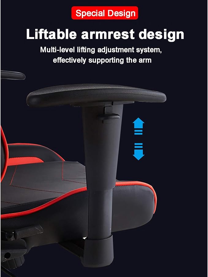 Office Chair Gaming Chair Computer Chair PU Leather Gaming ChairHigh Back Gamer Chair Racing Style Game Chair with Lumbar Pillow HeadrestE-Sports Swivel Chair Recliner Ergonomic Office Cha