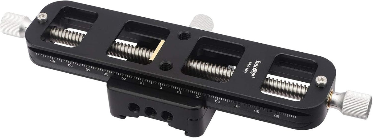 Haoge FM-160 Wormdrive Macro Rail for Macro Photography Track, Focus Stacking Precision Focus Slider/Close-up Shooting Clamp Plate Fine-Tuning Screw Rod