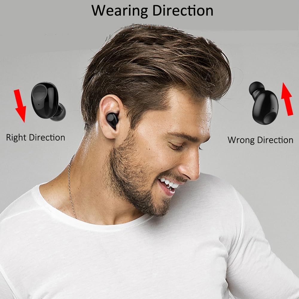 Single Bluetooth Earpiece, 10 Hrs Playtime Wireless Headphone, Mini Hands-Free Car Earphone for iOS Android