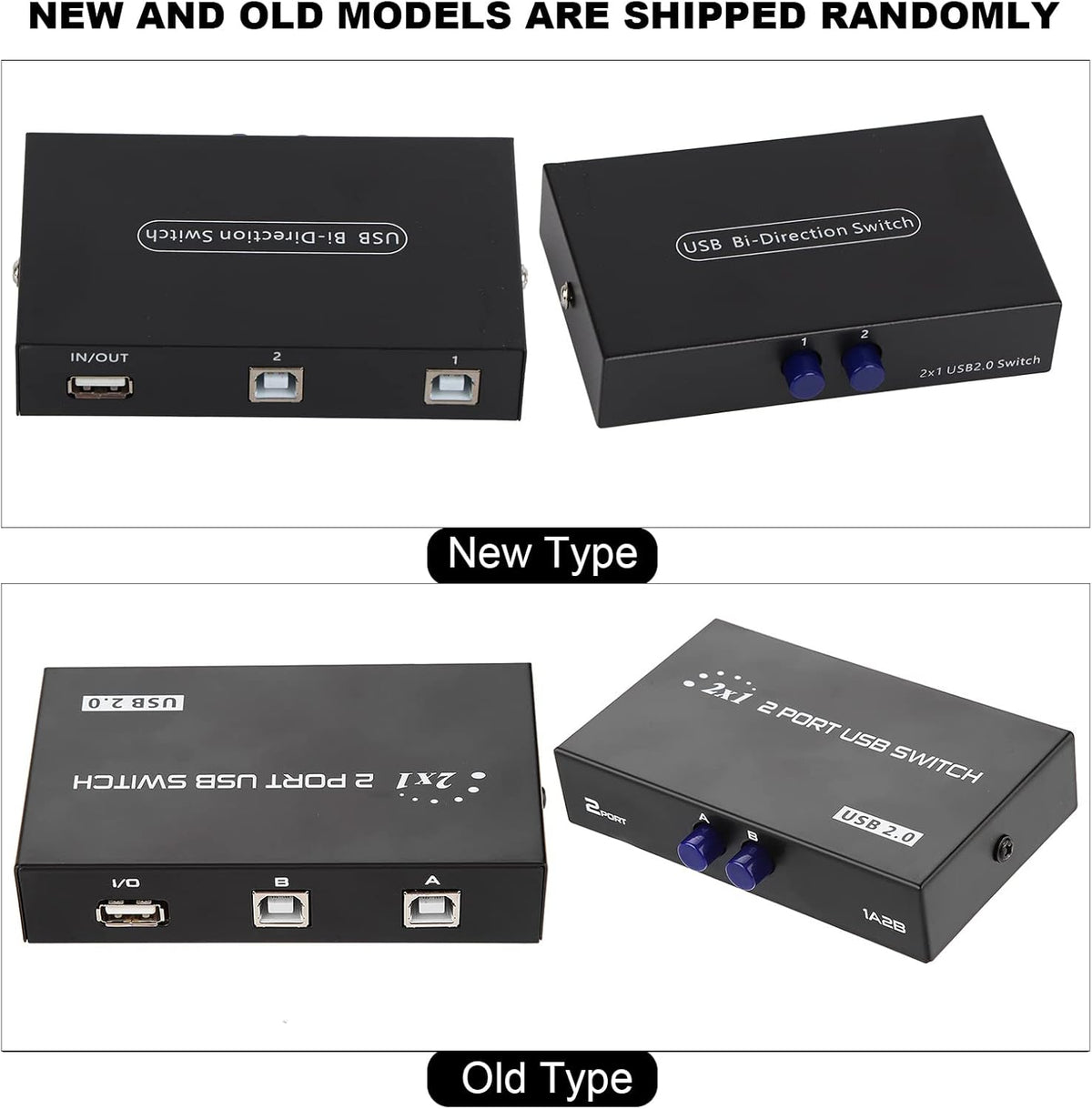 ASHATA USB 2.0 Peripheral Sharing Switch, 2/4 Port Manual Sharing Switch for PC Printer Scanner, Compatible with