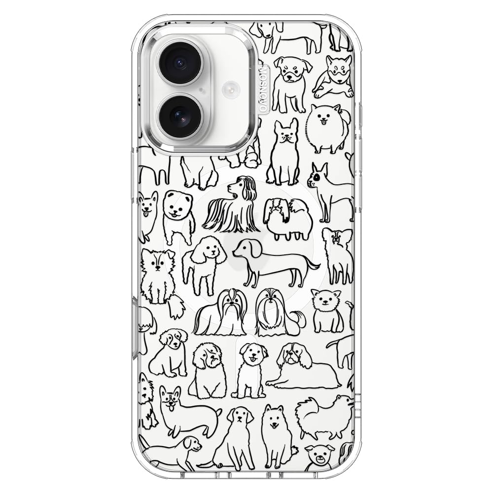 Mosnovo For Iphone 17 Case | Compatible With Magsafe | Military Grade 6.6Ft Drop Tested | Camera Control | Clear With Doodle Dog