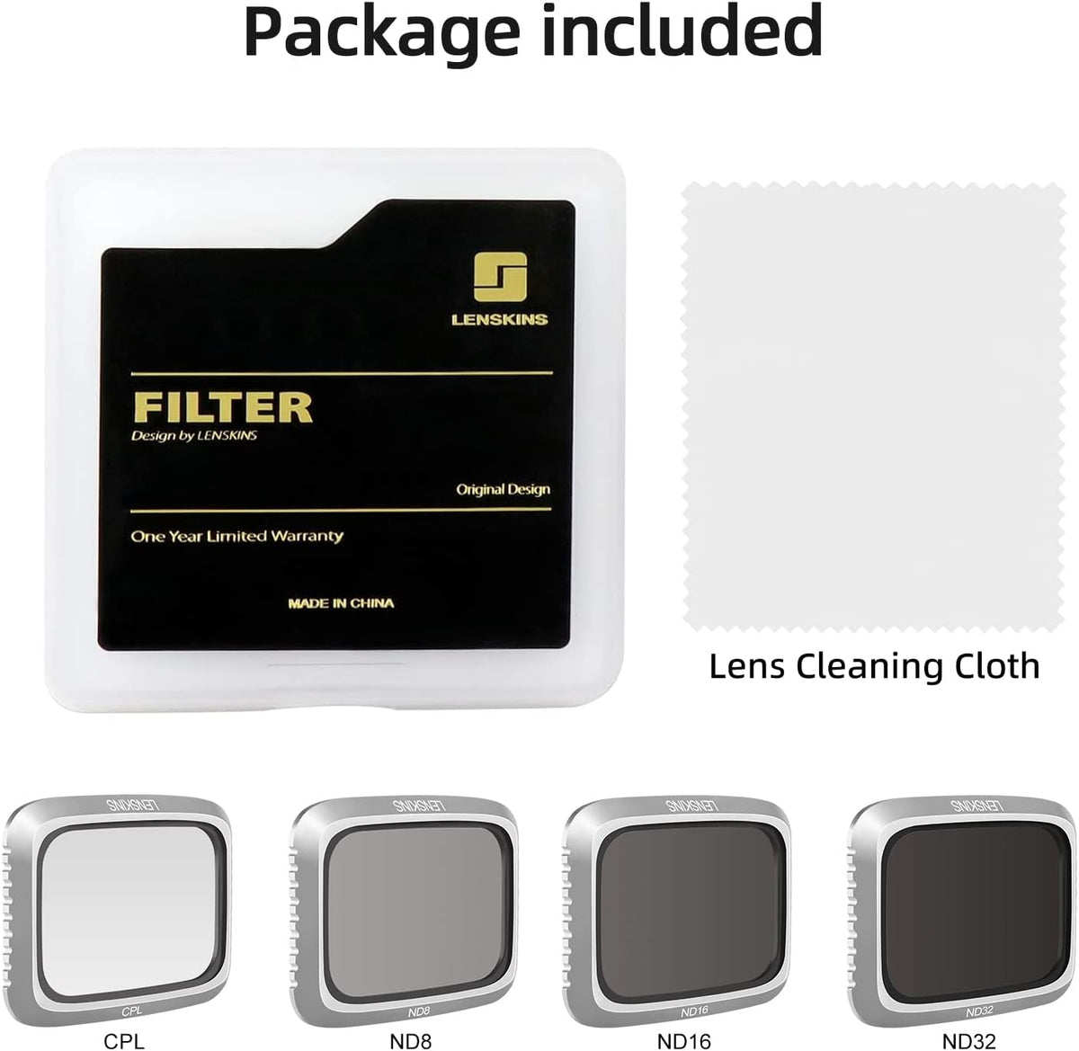 ND Filters for DJI Air 2S Drone, 4-Pack ND8 ND16 ND32 CPL Filter Set, Neutral Density and Circular Polarizer Lens Kit