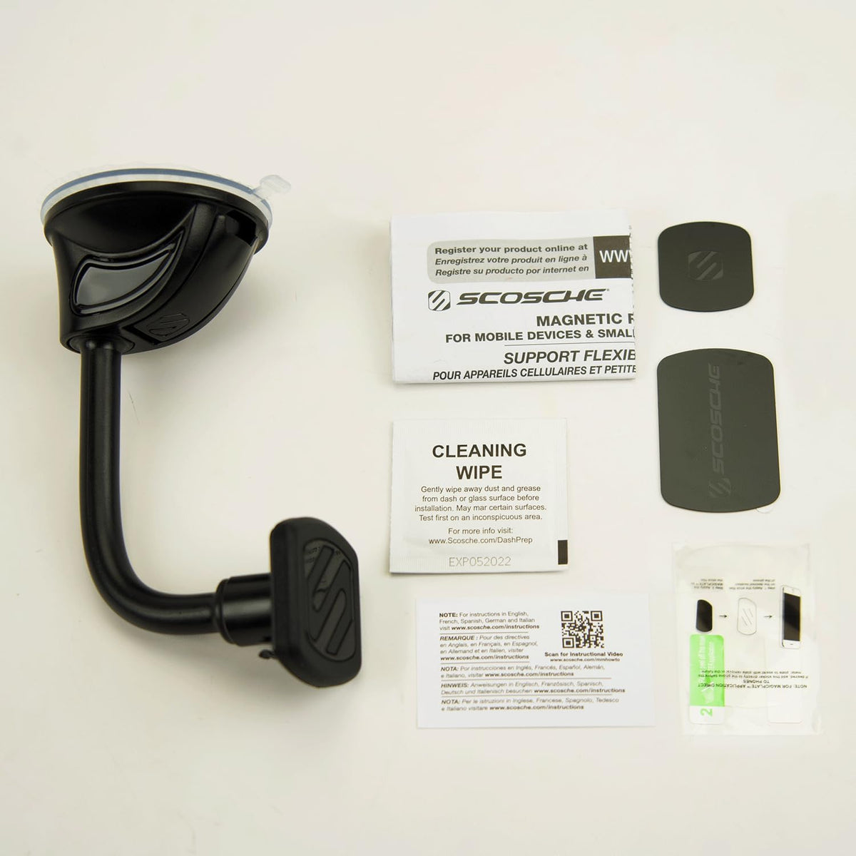 Scosche MAGWDMB MagicMount Flex Neck Suction Cup Car Phone Mount for Dashboard/Windshield, 360° Adjustable Magnetic