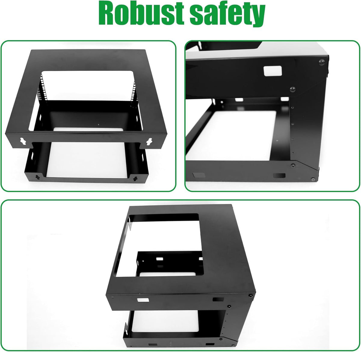 6U Wall Mount Open Frame 19 Inch Server Equipment Rack Wall Mountable Heavy Duty Design - Holds All Networking & AV Gear - Open Frame Includes 2 1U 12in Vented Shelves & Mounting screws (WALL RACK 6U)