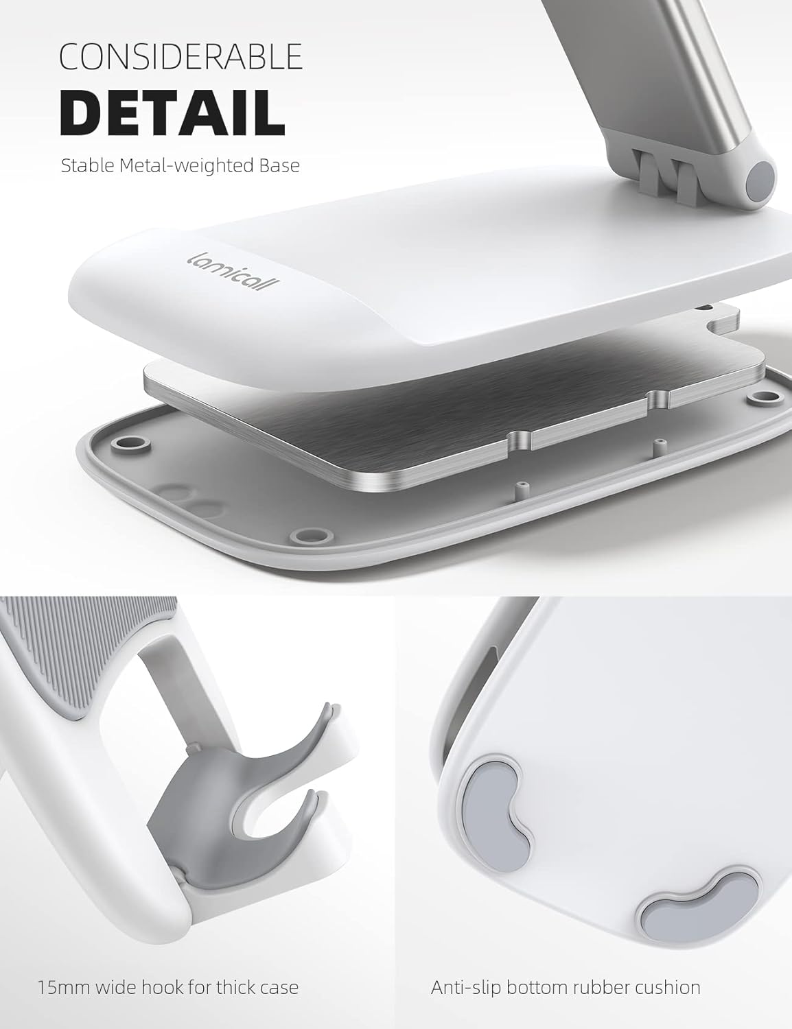 Lamicall for Mother Mom, White Phone Stand, Birthday Gifts for Father Teens Girls Boys Desk Accessories for iPhone Holder