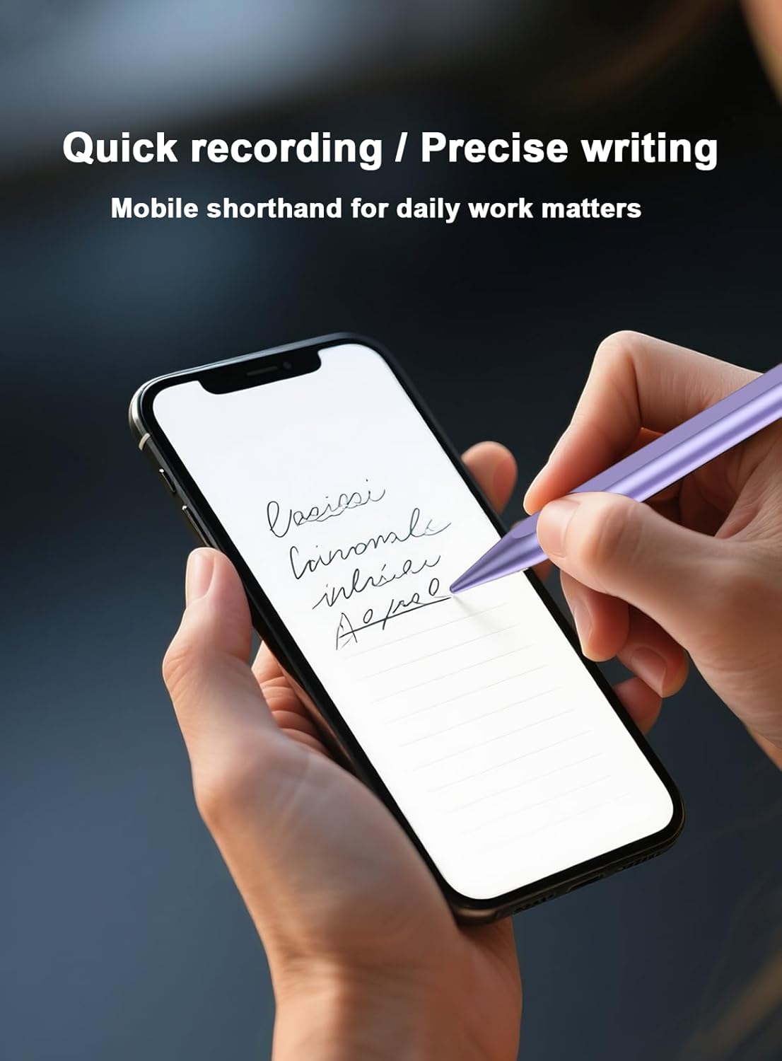 Stylus Pen for Android Tablet/Phone Pom Tips Fast Charge Stylus Pen for iPhone Magnetic Active Pencil Compatible with Samsung A9+, iPhone, Lenovo and Other Android Smartphone and Tablet Devices-Purple