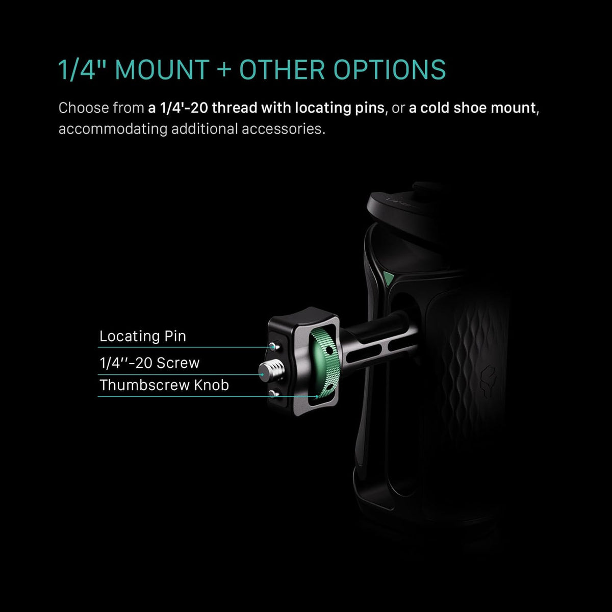Tilta Xeno Side Handle for Filmmakers & Cameras - Titanium Gray | Secure Connection & Helps Prevent Rotation | Adjustable Height | Textured Silicone Grip | Easy Assembly (1/4″-20 w/Locating Pins)