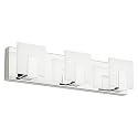Aipsun 3 Lights Dimmable Modern LED Vanity Light for Bathroom Frosted White Acrylic Chrome Up and Down Bathroom Wall Light Fixtures Over Mirror(White