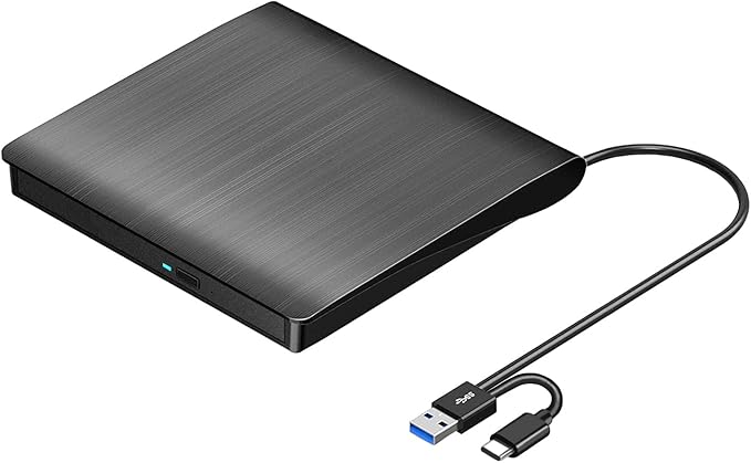 ROOFULL External CD DVD +/-RW Drive for Laptop Mac USB 3.0 & USB-C CD DVD Disc Reader Writer Burner CD-ROM Portable DVD Player with Carrying Case for Windows 11/10 PC MacBook Pro Linux Computer