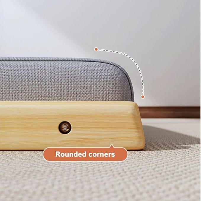 BTZHY Floor Chair Wooden Tatami Chair Floor Chair with Upholstery Lazy Susan Meditation Floor Seat for Bay Window Living Room Bedroom(Orange LeatherWood)